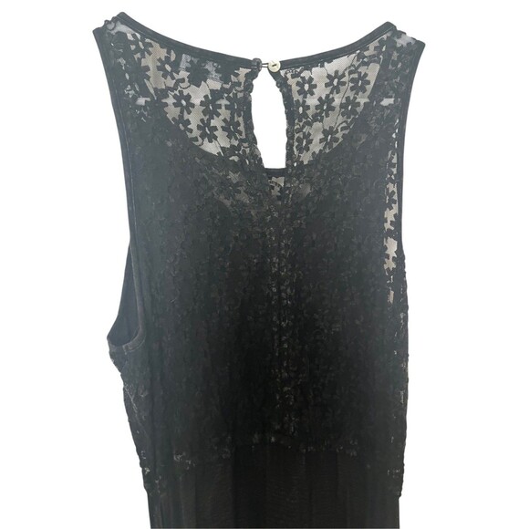 POL Black Midi Dress Lace Bodice Shark Bite Hem Fairy Goth Witch Size M - Picture 5 of 10